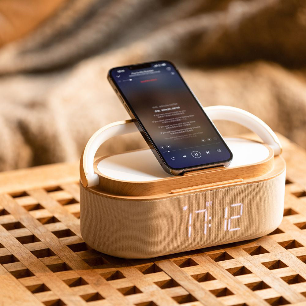 LumoDock Wireless Charging Bluetooth Speaker Smart Clock With Alarm