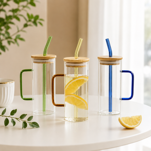 Play It Cool Glass Can With Straw & Lid