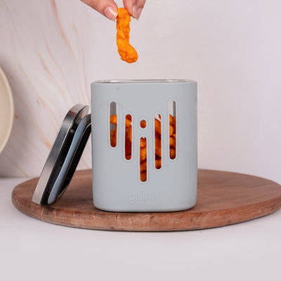 Store 'O' Grip Borosilicate Glass Container with Protective Silicone Sleeve