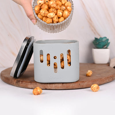Store 'O' Grip Borosilicate Glass Container with Protective Silicone Sleeve