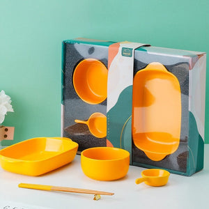 Meraz Vivid Yellow Serving Set (4 Pcs) Serving Platters The June Shop   