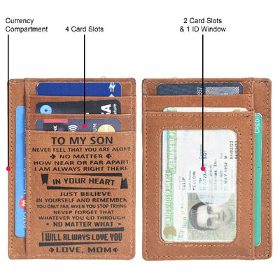 Portlee Leather Printed Slim Card Holder for Son Quote Card Holder Portlee   