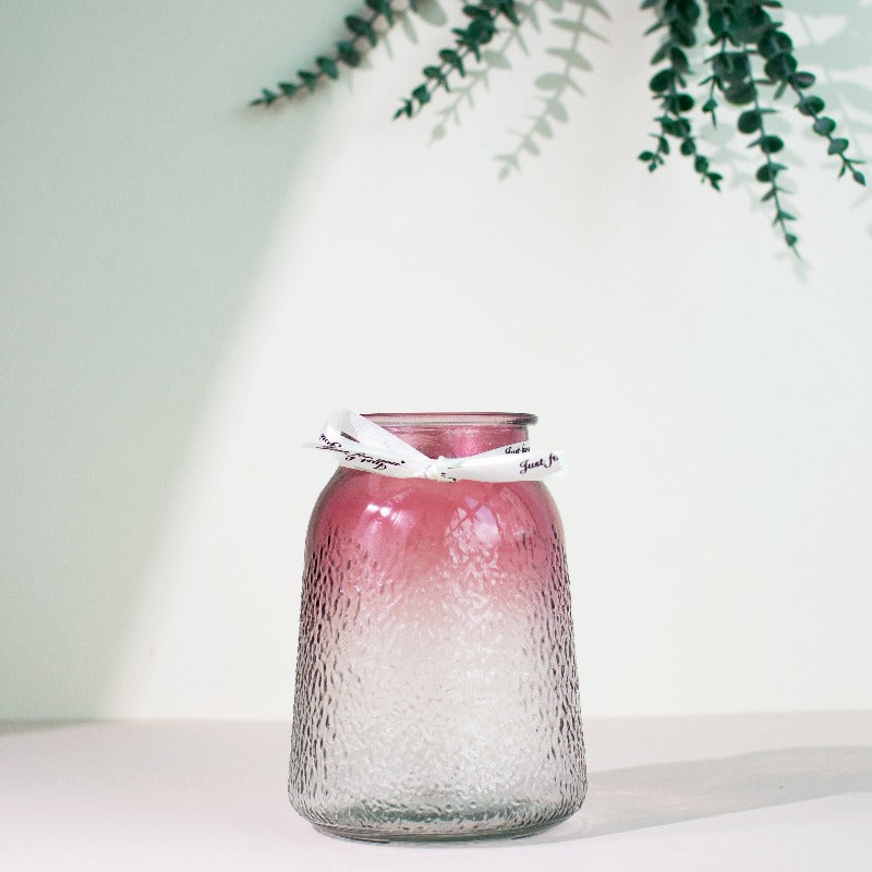Elegant Frosted Glass Vase Vases June Trading Wine Red  