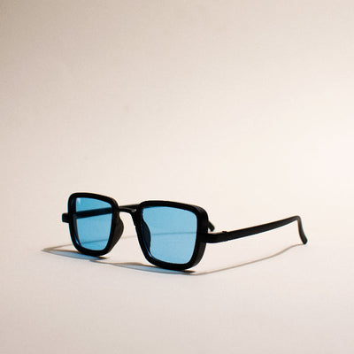 Retro Square Electric Blue Black Frame Sunglass Eyewear June Trading   
