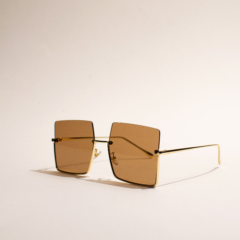 Oversized Half Rim Brown Tint Sunglass Eyewear June Trading   