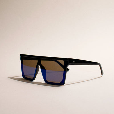 Oversized Flat & Square Ice Blue Sunglass Eyewear June Trading   