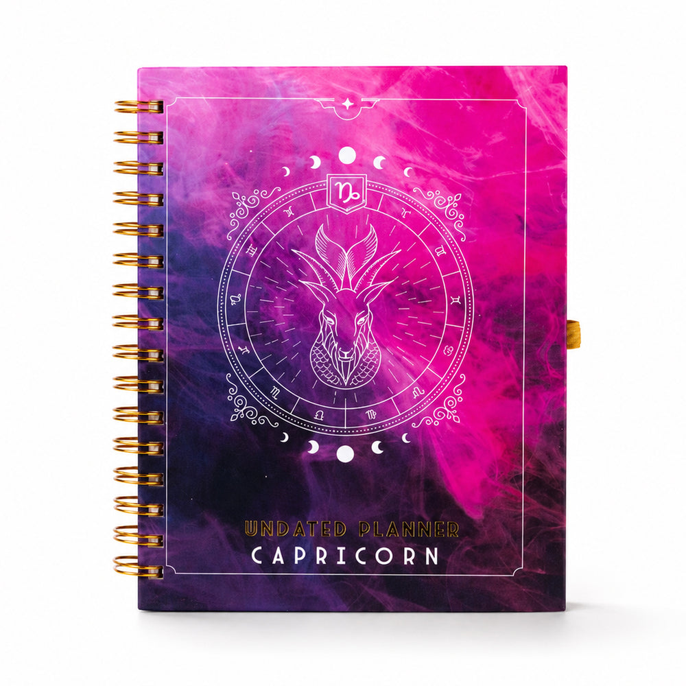 Capricorn Celestial Emblem — Undated Planner + Sticker Book