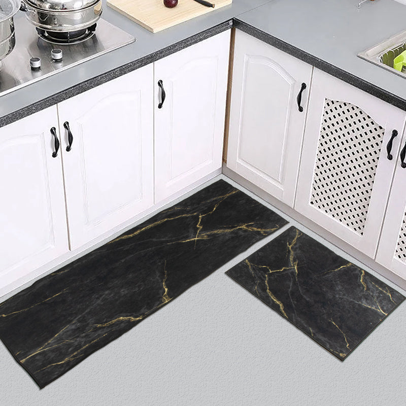 Midnight Marble Kitchen Mat (Set of 2)