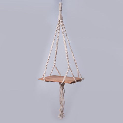 Small Macrame Wall Hanging Shelf Organizer Plant Hanger June Trading   