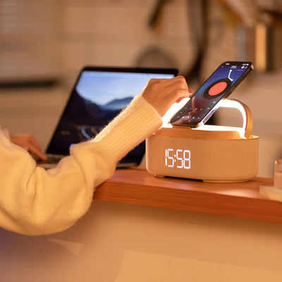 LumoDock Wireless Charging Bluetooth Speaker Smart Clock With Alarm