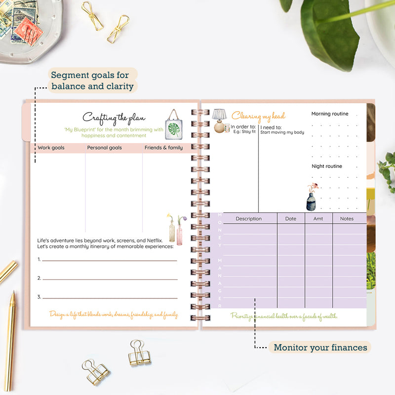 Undated Yearly Planner (2024 Collection) Slay In Your Lane + Ultimate Sticker Book