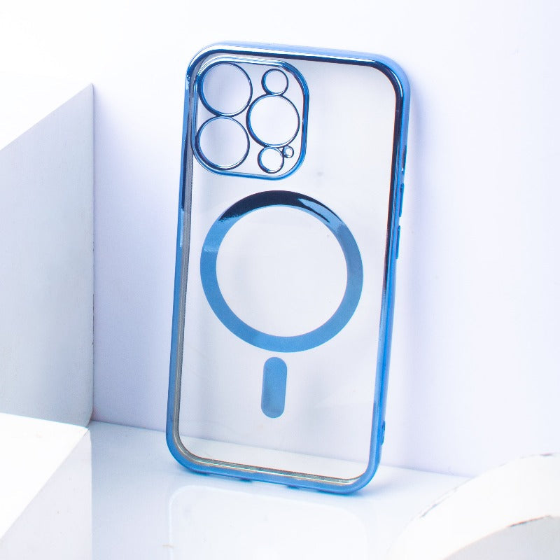 Metallichrome Blue Hue Magsafe Clear iPhone 13 Pro Cover Mobile Phone Cases June Trading   