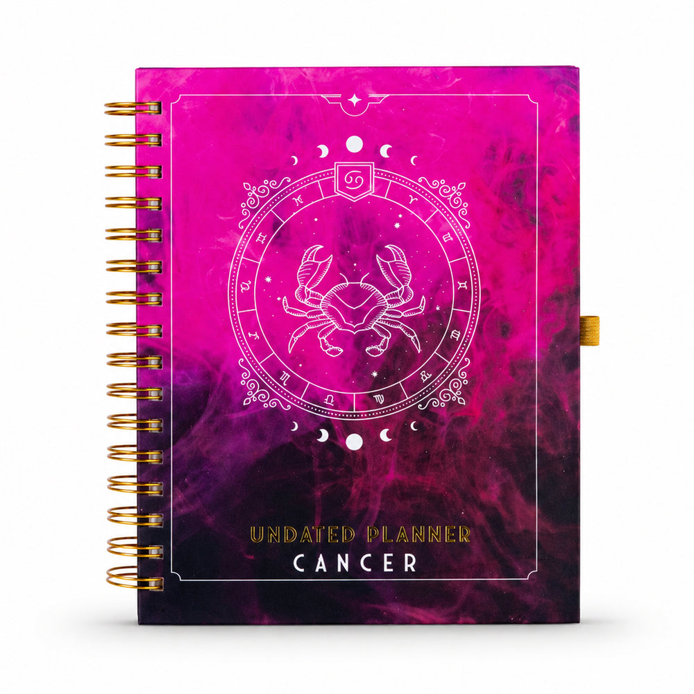 Cancer Celestial Emblem — Undated Planner + Sticker Book
