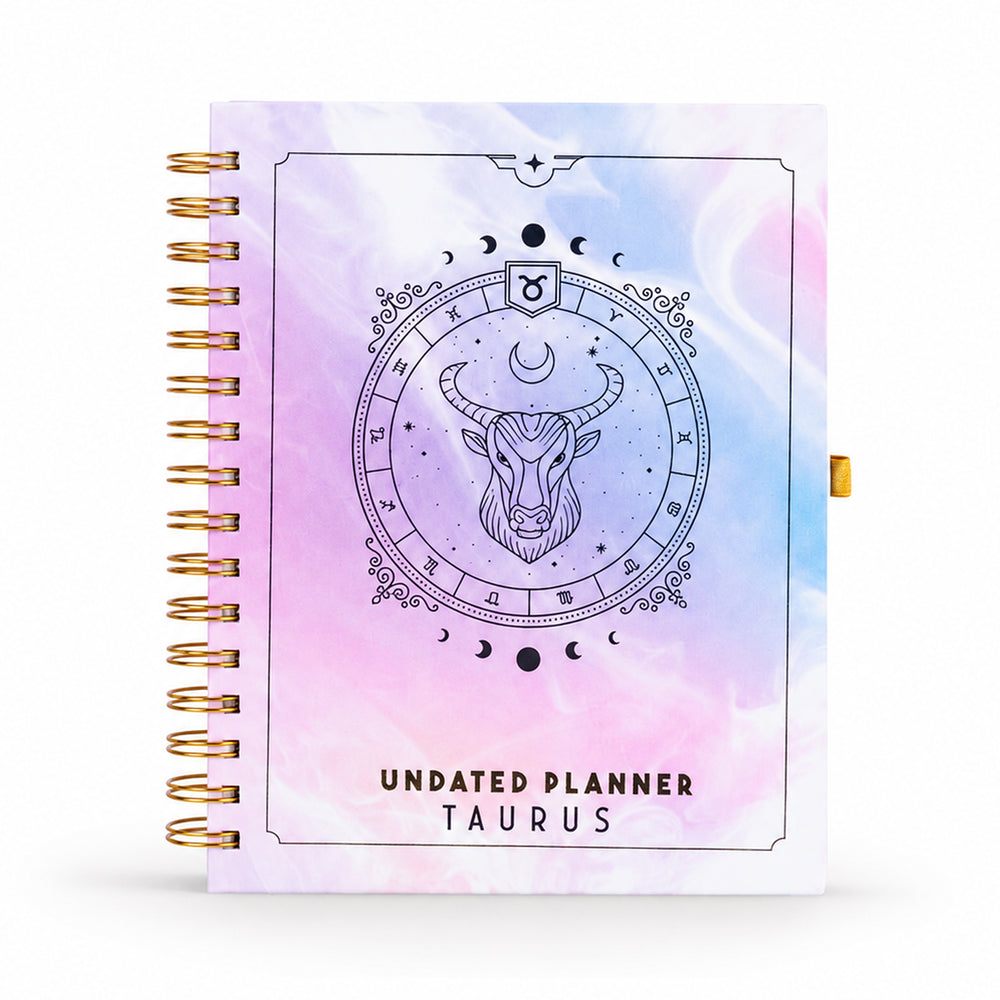 Taurus Celestial Emblem — Undated Planner + Sticker Book
