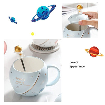 Astronaut Universe Planet Mug with Lid & Spoon Coffee Mugs Coral Tree   