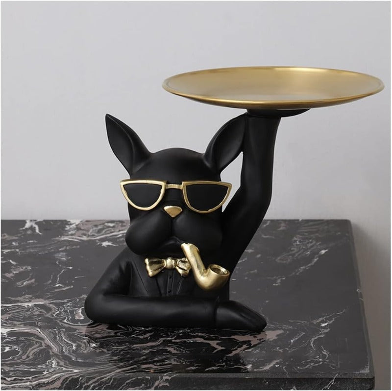 Bulldog Resin Sculpture With Tray Artifacts Coral Tree   