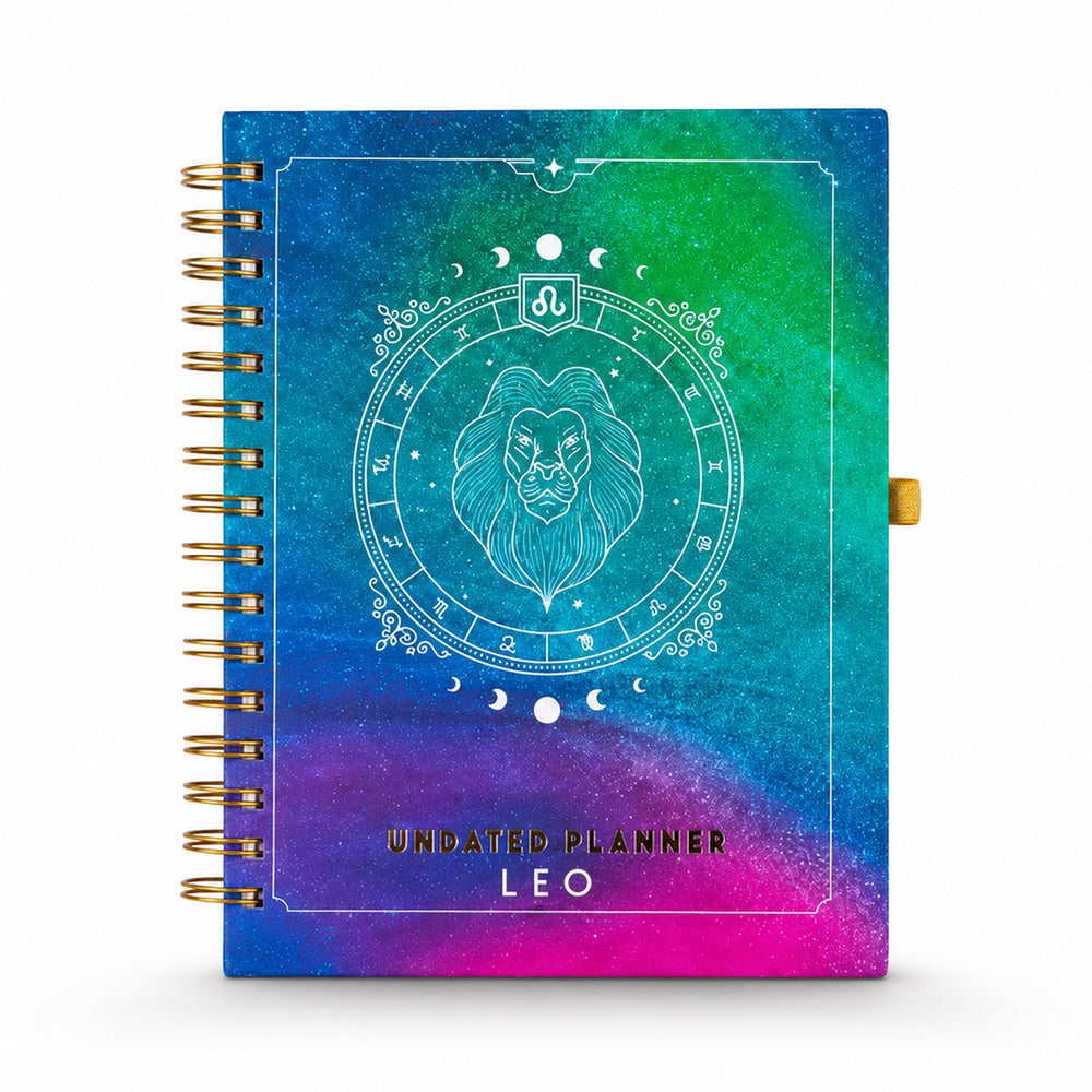 Leo Celestial Emblem — Undated Planner + Sticker Book