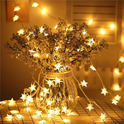 Warm White Led Star String Light String Lights Coral Tree   