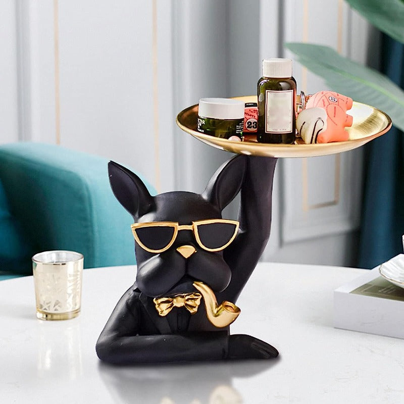 Bulldog Resin Sculpture With Tray Artifacts Coral Tree   