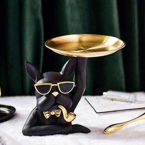 Bulldog Resin Sculpture With Tray Artifacts Coral Tree   