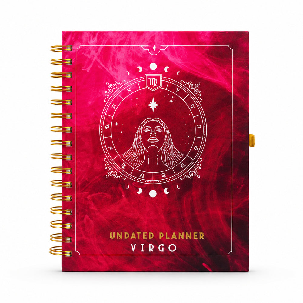 Virgo Celestial Emblem — Undated Planner + Sticker Book