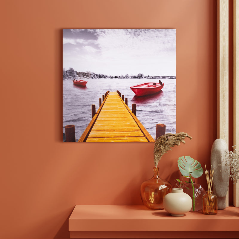 Pop Colour Lake Side Canvas Painting Canvas Painting June Trading   