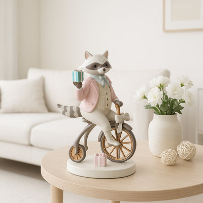 Raccoon With Gift Figurine