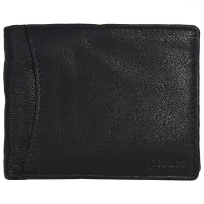 Genuine Leather Credit Cards ID Holder Bifold Wallet, Black Wallet Portlee   