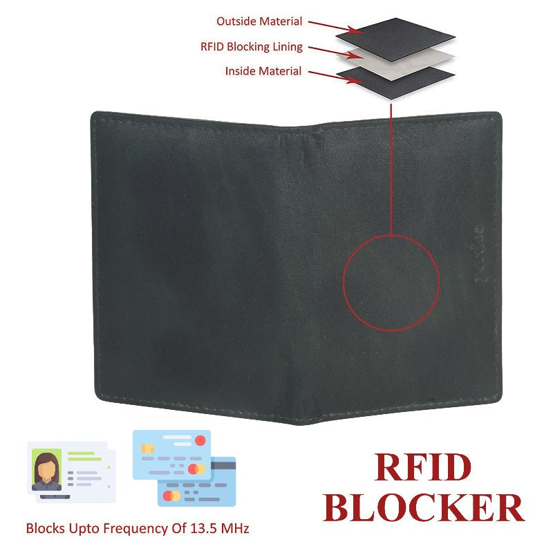 Leather Bifold Card Holder - Bottle Green Wallet Portlee   