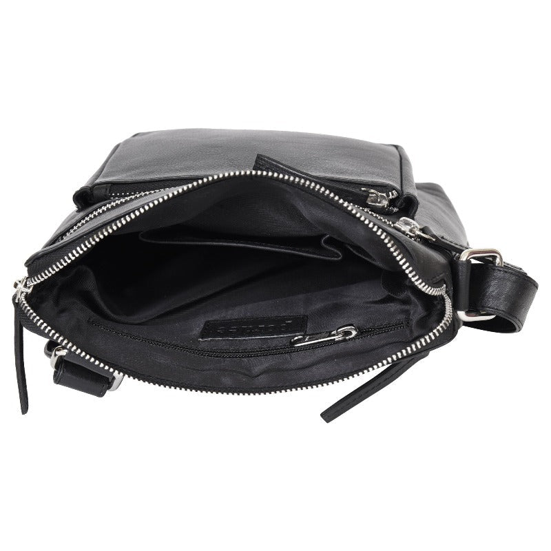 Portlee Leather Travel Messenger Sling Bag for men & women, Natural NDM Black (H1) Messenger & Sling Bag Portlee   
