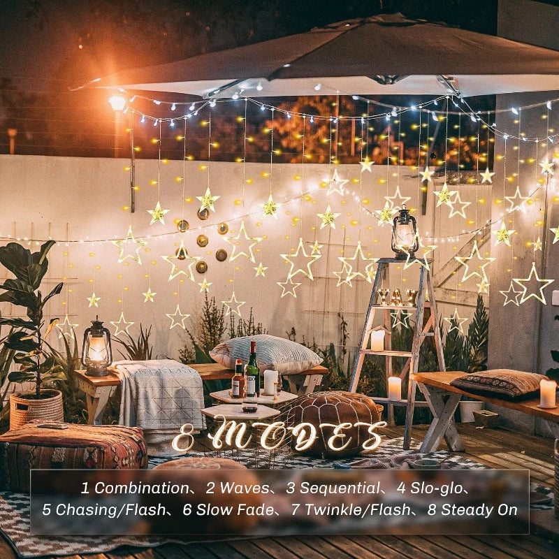 12 Star Led Curtain Light String Lights Coral Tree   