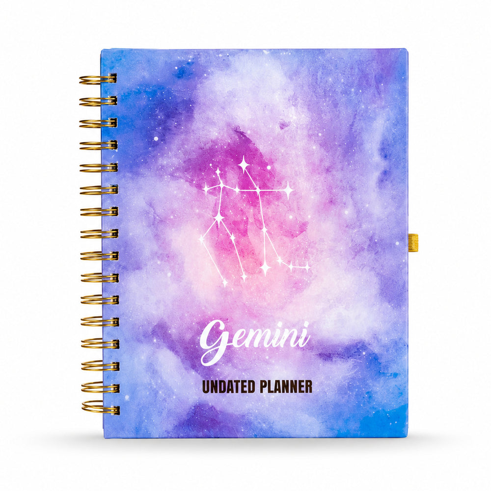 Gemini Watercolour Constellation — Undated Planner + Sticker Book