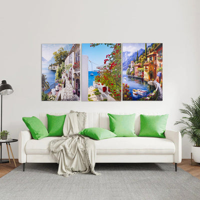 With Love From Greece Canvas Painting (Set of 3) Canvas Painting June Trading   