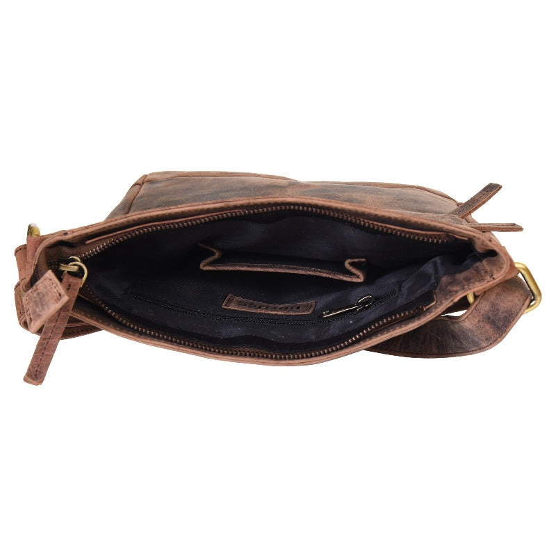 Portlee Leather Travel Messenger Sling Bag for men & women, Hunter Tan (H2) Messenger & Sling Bag Portlee   