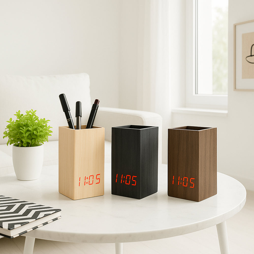 Dynamo Table Clock Cum Pen Stand