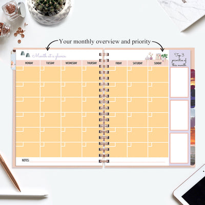 Undated Yearly Planner (2025 Collection) Out Do Me + Ultimate Sticker Book
