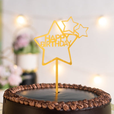 Star Gold Cake Topper - Happy Birthday Cake Toppers June Trading   