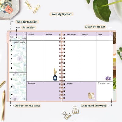 Undated Yearly Planner (2024 Collection) Libra + Ultimate Sticker Book