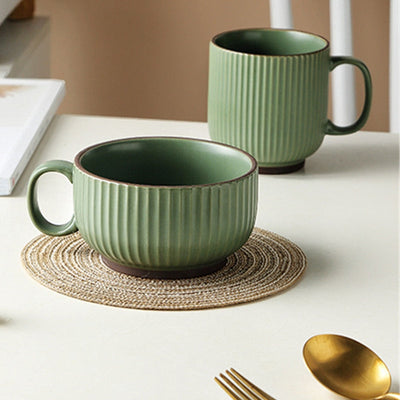 Seraphina Ribbed Coffee Mug Coffee Mugs The June Shop Round Green 