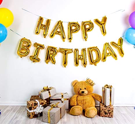 Happy Birthday Foil Balloon (Set) - Gold Balloon June Trading   