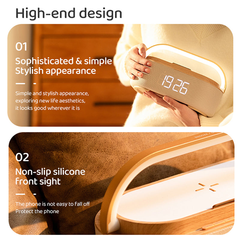 LumoDock Wireless Charging Bluetooth Speaker Smart Clock With Alarm