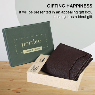 Leather Bifold Slip Pocket Wallet - Brown Wallet Portlee   