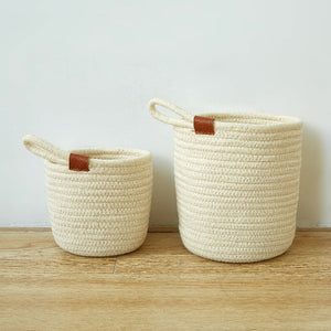 Rope Storage Basket For Planters & Essentials (Set Of 2) - Off White Basic Organisers June Trading   