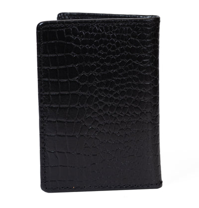 Leather Bifold Card Holder - Croc Black Card Holder Portlee   