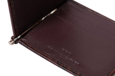 Leather Money Clip Wallet - Croco Brown Money Clip Portlee   