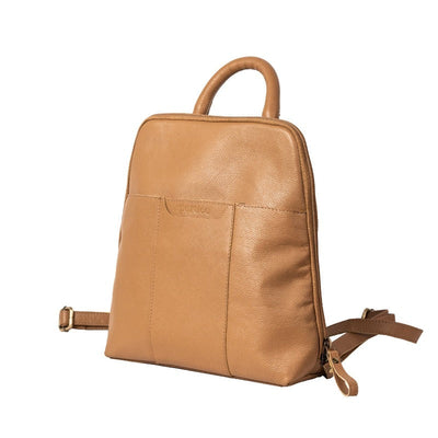 Leather Women's Casual Backpack with Shoulder Strap, Tan / Taupe Backpacks Portlee   