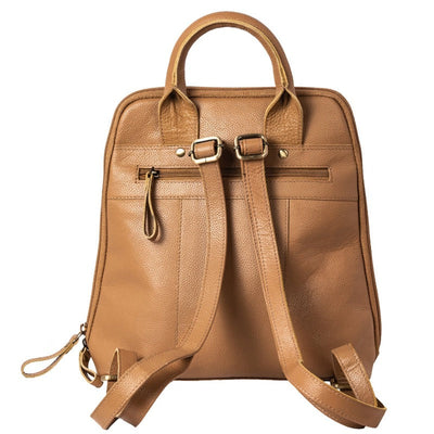 Leather Women's Casual Backpack with Shoulder Strap, Tan / Taupe Backpacks Portlee   