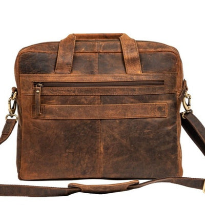 Hunter Leather Cross Body Shoulder Laptop Bag, Brown Laptop Bag Portlee   