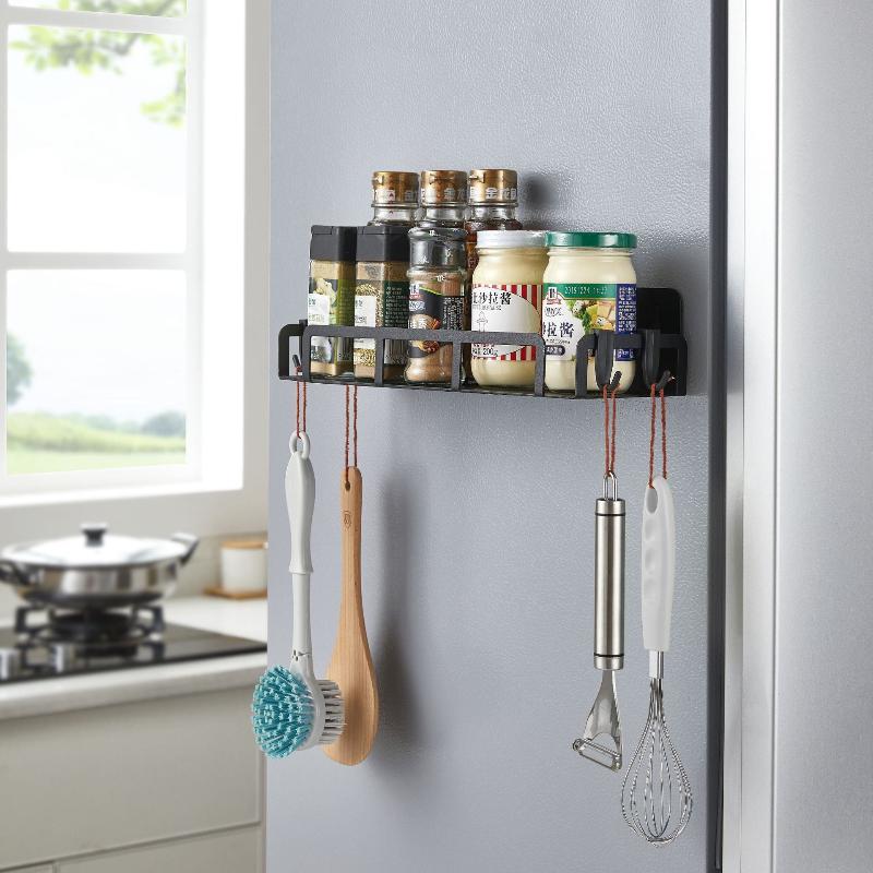 Magnetic Storage Shelf With Hooks