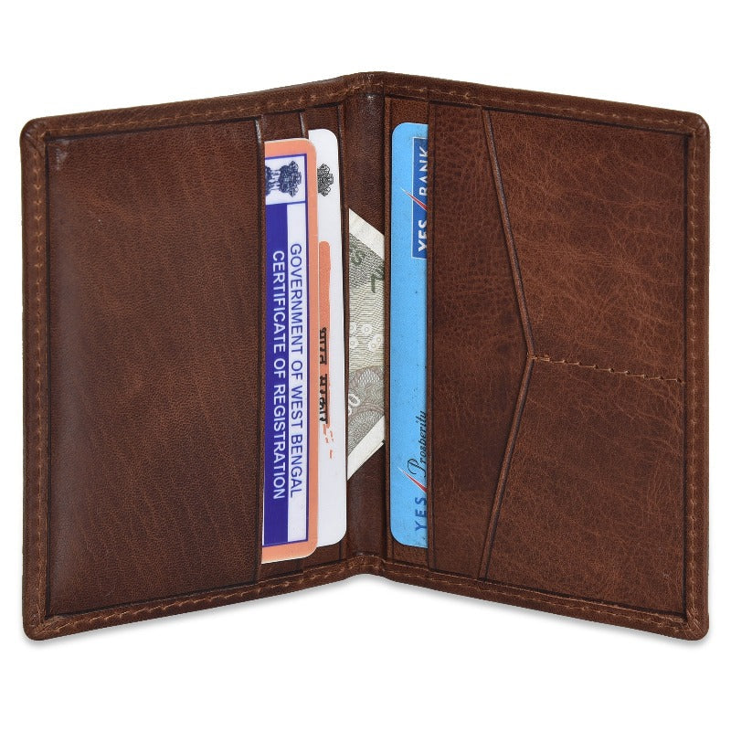 Leather Bifold Card Holder - Brown Wallet Portlee   